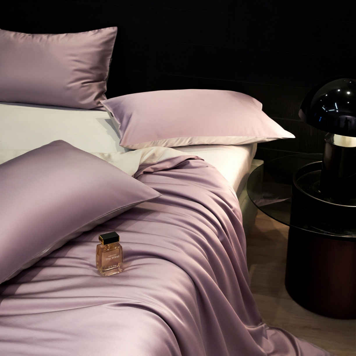 91家纺网 家纺一手货源 找家纺 秀色家纺 2026新款100Pro+高级感轻奢天丝四件套长绒棉新疆纯色双拼凉感夏季裸睡4件 Air天丝棉-迷雾紫+幻影灰