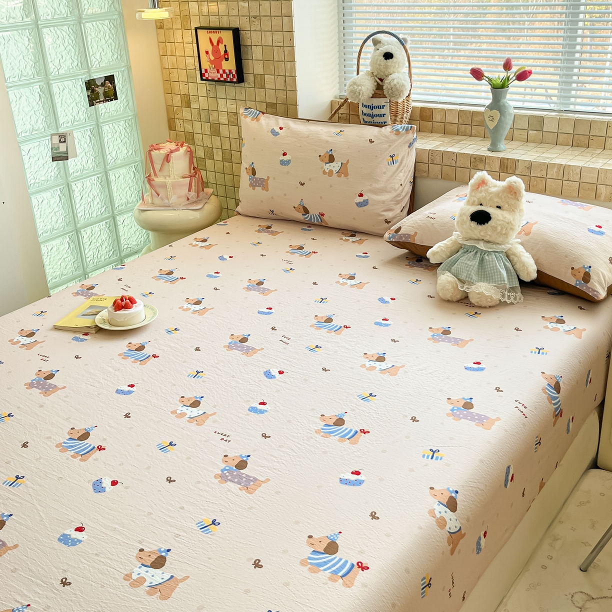 91家纺网 家纺一手货源 找家纺 川悦生活 2026春夏新款双层纱皱皱纱单床笠床笠单件 床笠可乐腊肠