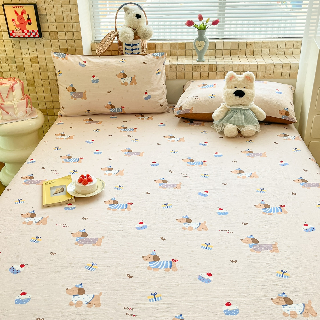 91家纺网 家纺一手货源 找家纺 川悦生活 2026春夏新款双层纱皱皱纱单床笠床笠单件 床笠可乐腊肠