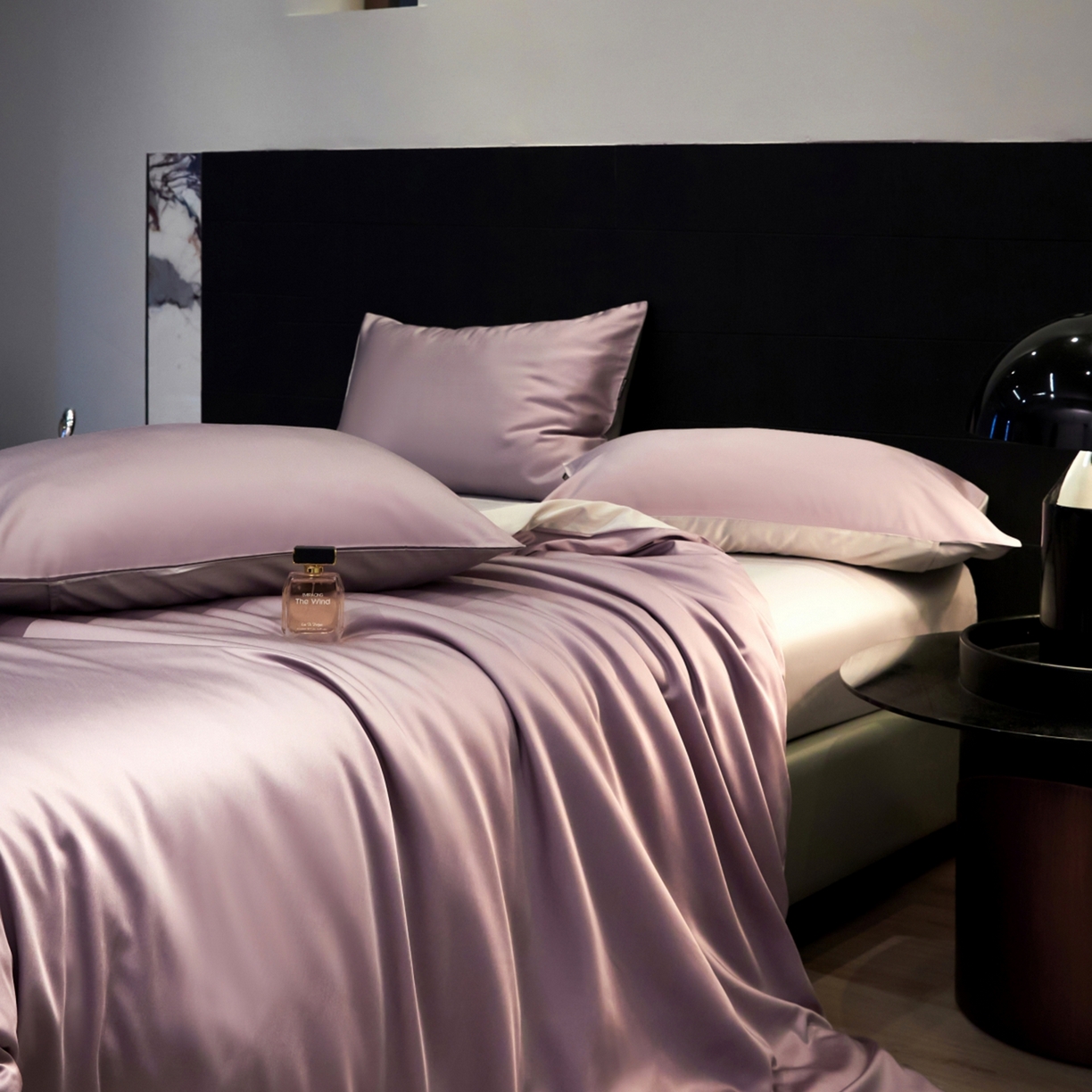 91家纺网 家纺一手货源 找家纺 秀色家纺 2026新款100Pro+高级感轻奢天丝四件套长绒棉新疆纯色双拼凉感夏季裸睡4件 Air天丝棉-迷雾紫+幻影灰