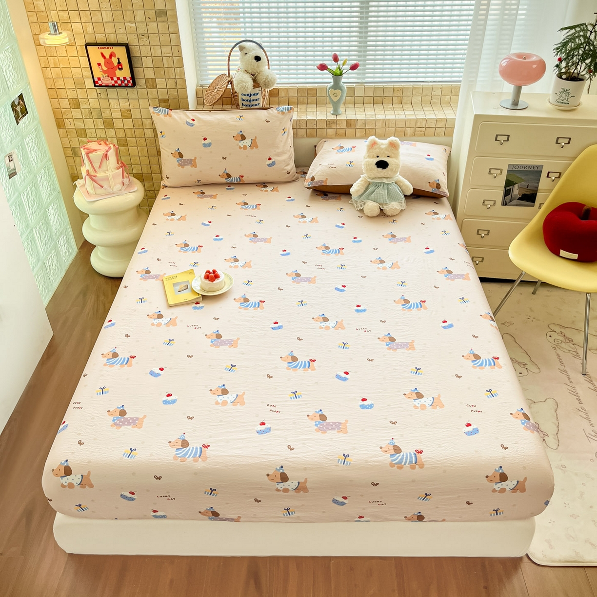 91家纺网 家纺一手货源 找家纺 川悦生活 2026春夏新款双层纱皱皱纱单床笠床笠单件 床笠可乐腊肠