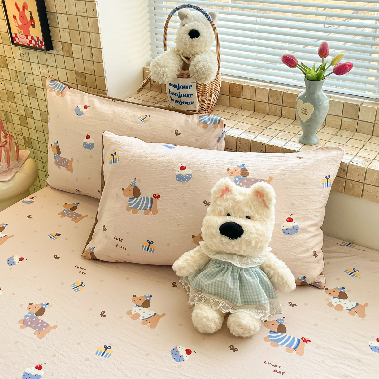 91家纺网 家纺一手货源 找家纺 川悦生活 2026春夏新款双层纱皱皱纱单床笠床笠单件 床笠可乐腊肠