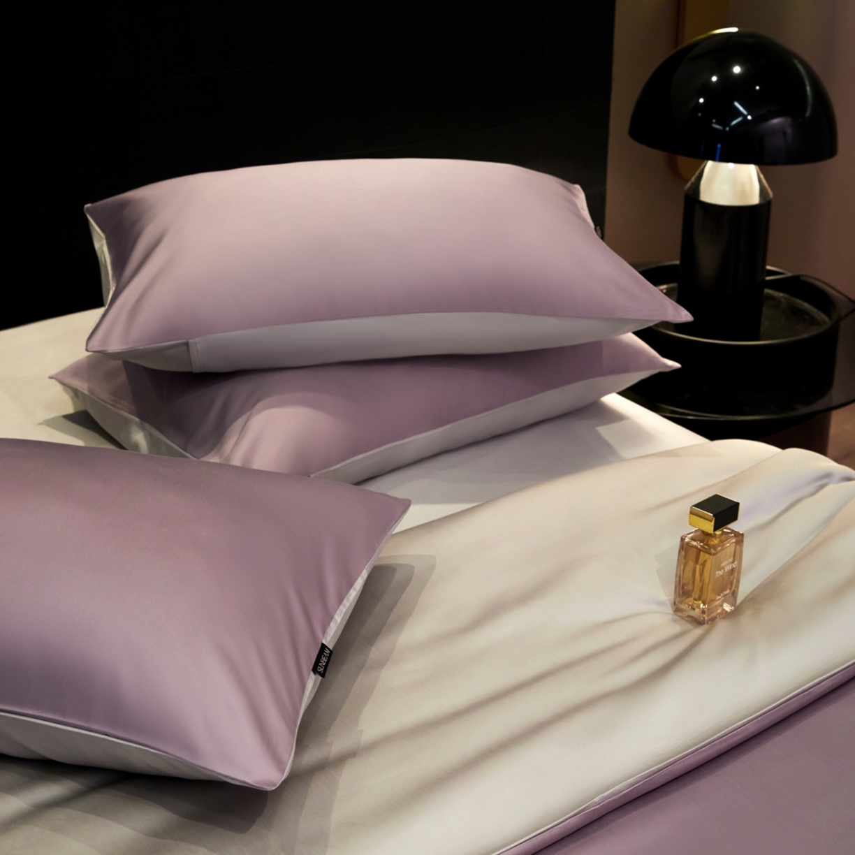 91家纺网 家纺一手货源 找家纺 秀色家纺 2026新款100Pro+高级感轻奢天丝四件套长绒棉新疆纯色双拼凉感夏季裸睡4件 Air天丝棉-迷雾紫+幻影灰