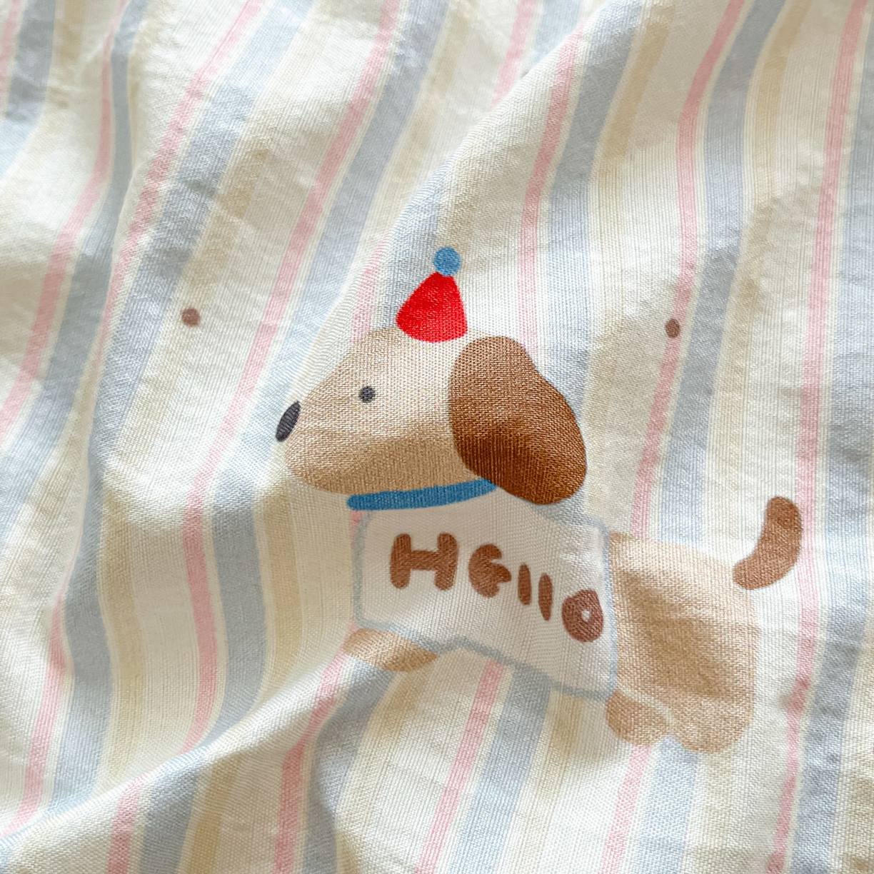 91家纺网 家纺一手货源 找家纺 川悦生活 2026春夏新款双层纱皱皱纱单床笠床笠单件 床笠腊肠甜心