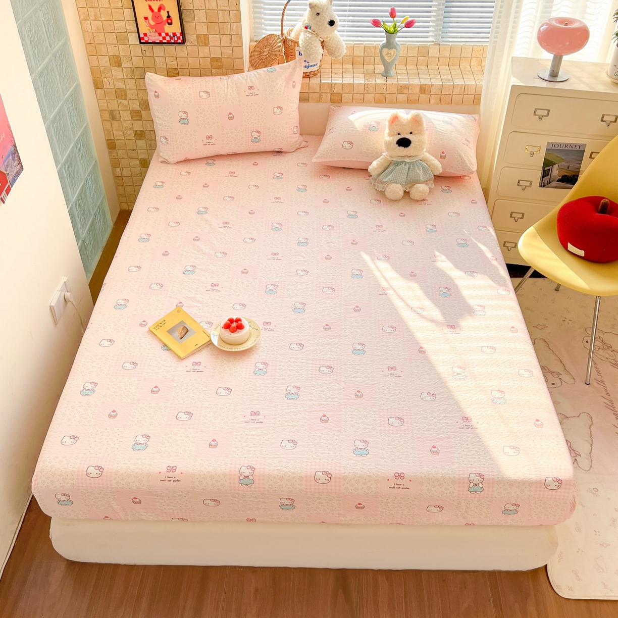 91家纺网 家纺一手货源 找家纺 川悦生活 2026春夏新款双层纱皱皱纱单床笠床笠单件 床笠奶油糕糕喵