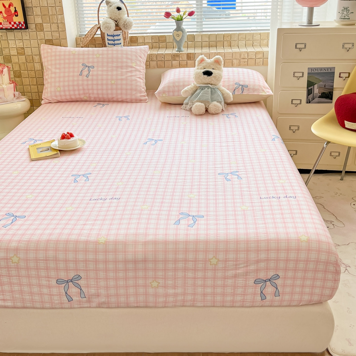 91家纺网 家纺一手货源 找家纺 川悦生活 2026春夏新款双层纱皱皱纱单床笠床笠单件 床笠奶油可盐