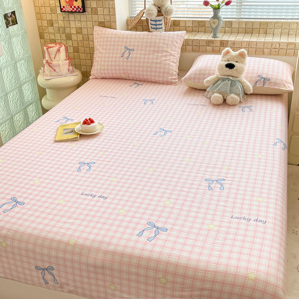 91家纺网 家纺一手货源 找家纺 川悦生活 2026春夏新款双层纱皱皱纱单床笠床笠单件 床笠奶油可盐