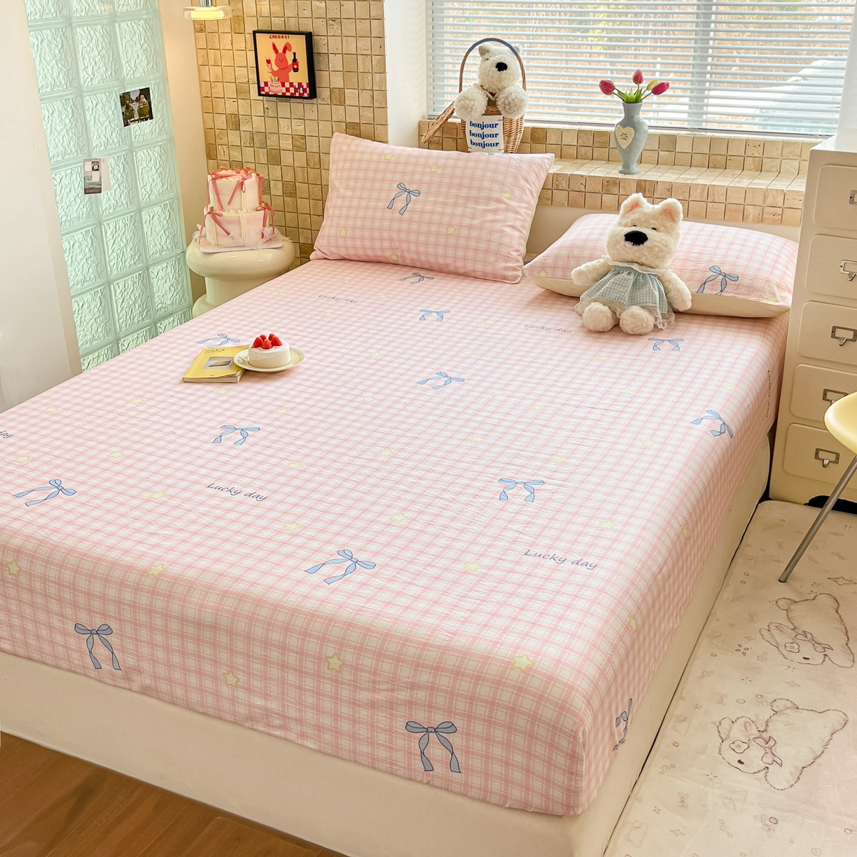 91家纺网 家纺一手货源 找家纺 川悦生活 2026春夏新款双层纱皱皱纱单床笠床笠单件 床笠奶油可盐