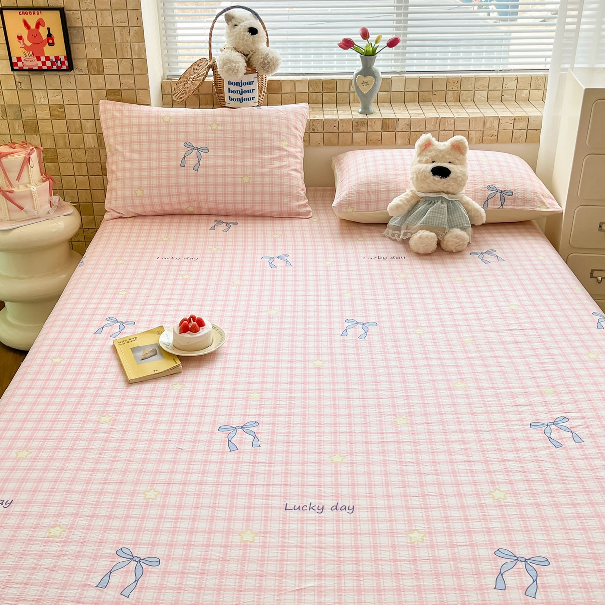 91家纺网 家纺一手货源 找家纺 川悦生活 2026春夏新款双层纱皱皱纱单床笠床笠单件 床笠奶油可盐