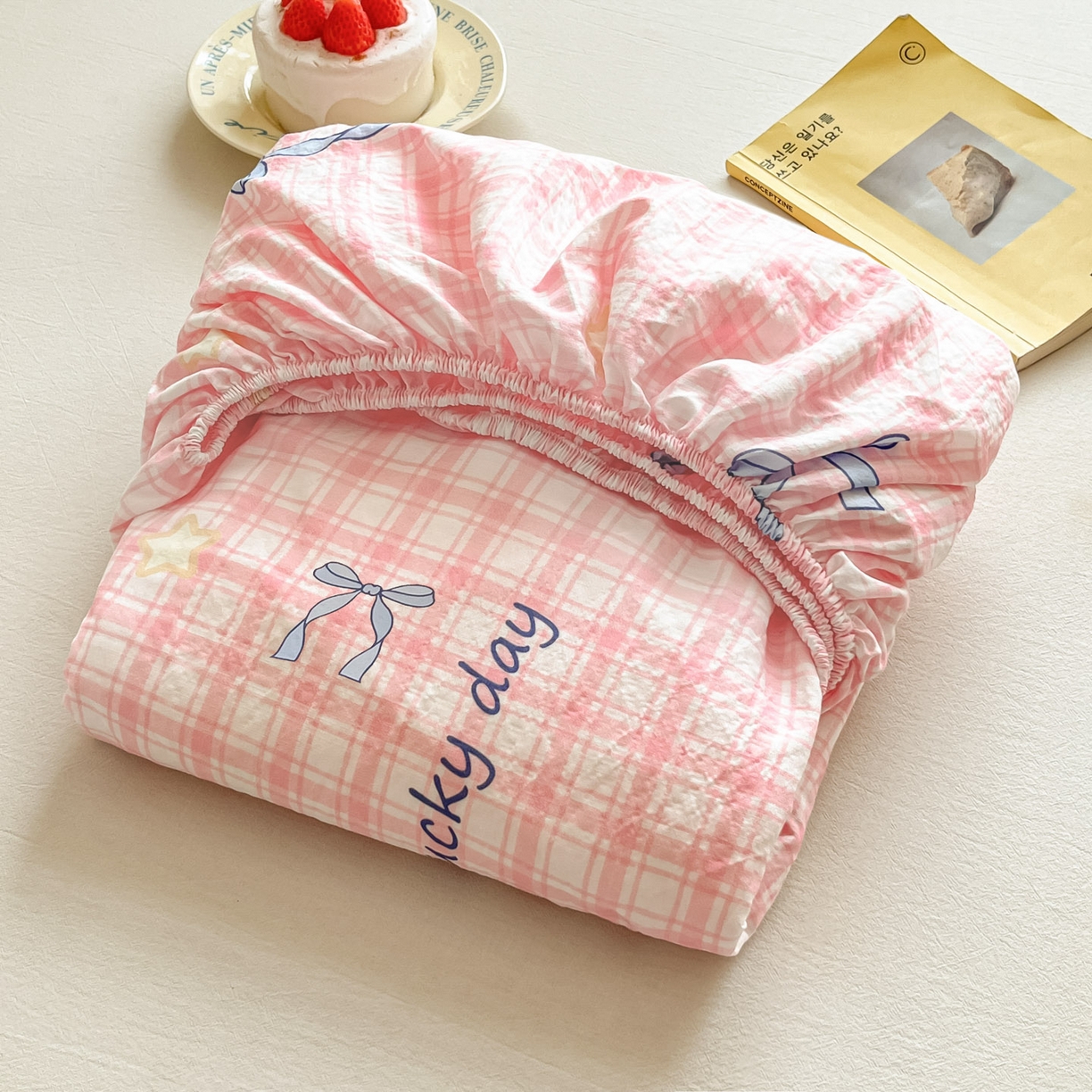 91家纺网 家纺一手货源 找家纺 川悦生活 2026春夏新款双层纱皱皱纱单床笠床笠单件 床笠奶油可盐