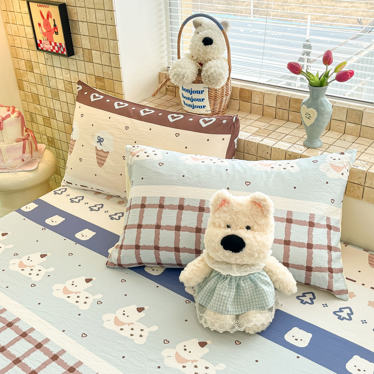 91家纺网 家纺一手货源 找家纺 川悦生活 2026春夏新款双层纱皱皱纱单床笠床笠单件 床笠巧克力乐园