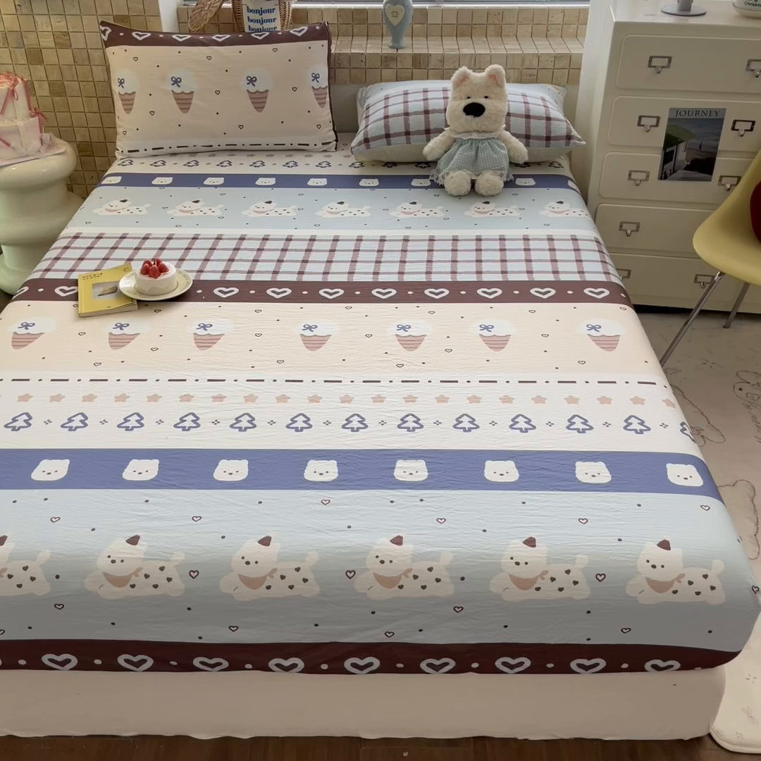 91家纺网 家纺一手货源 找家纺 川悦生活 2026春夏新款双层纱皱皱纱单床笠床笠单件 床笠巧克力乐园