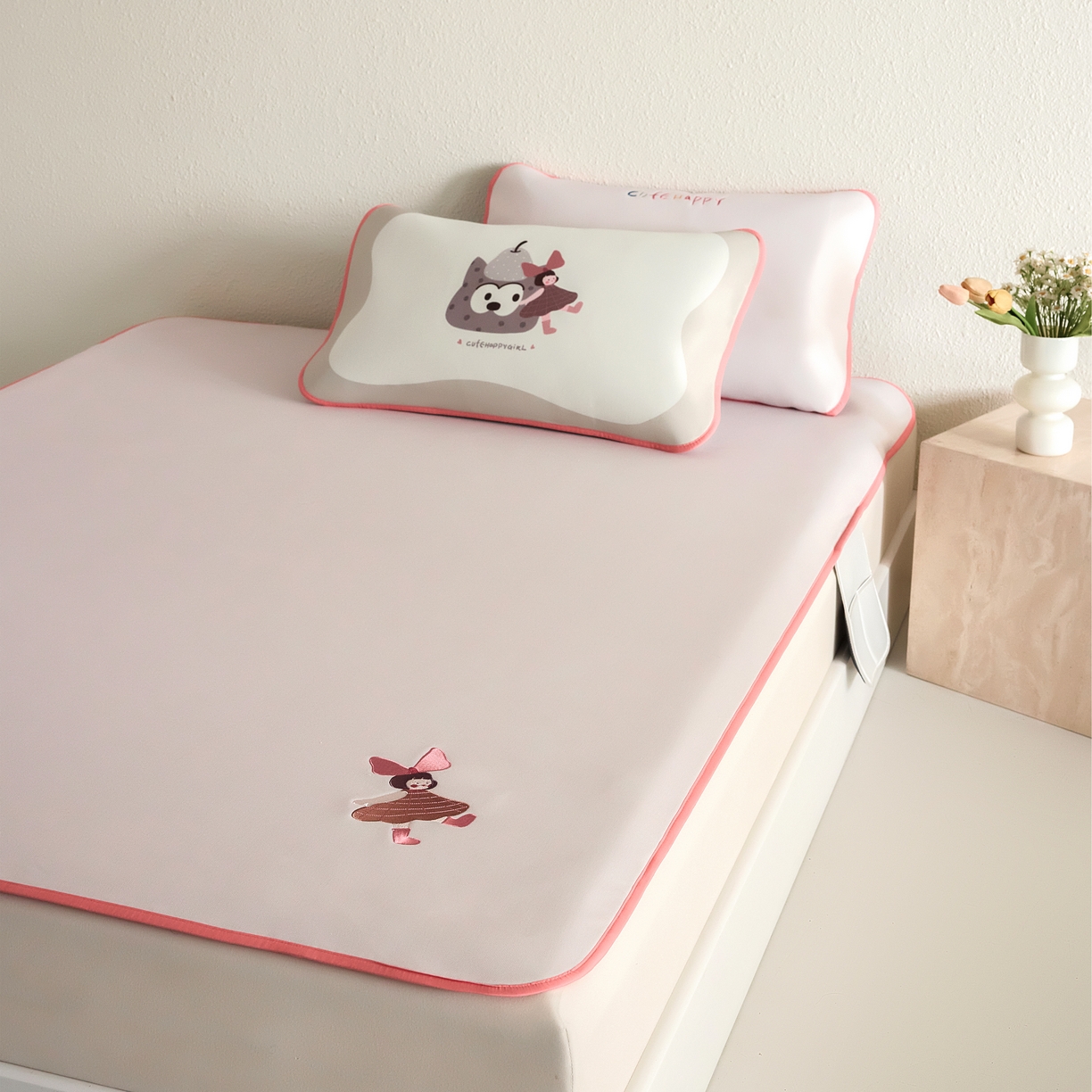 91家纺网 家纺一手货源 找家纺 禧禾 2026春夏新款A类600D数码冰丝席凉席席子-冰菓系列 蝴蝶女孩-床席款