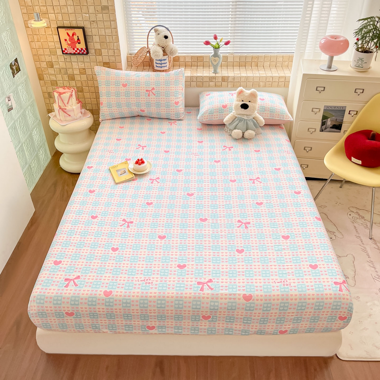 91家纺网 家纺一手货源 找家纺 川悦生活 2026春夏新款双层纱皱皱纱单床笠床笠单件 床笠甜梦心愿