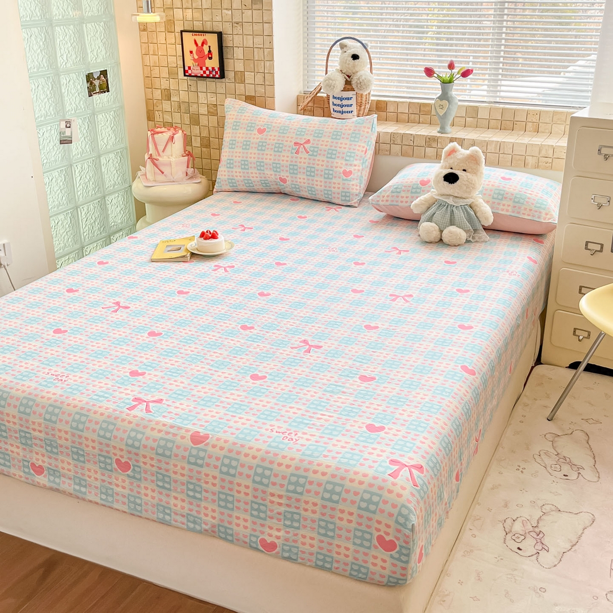 91家纺网 家纺一手货源 找家纺 川悦生活 2026春夏新款双层纱皱皱纱单床笠床笠单件 床笠甜梦心愿