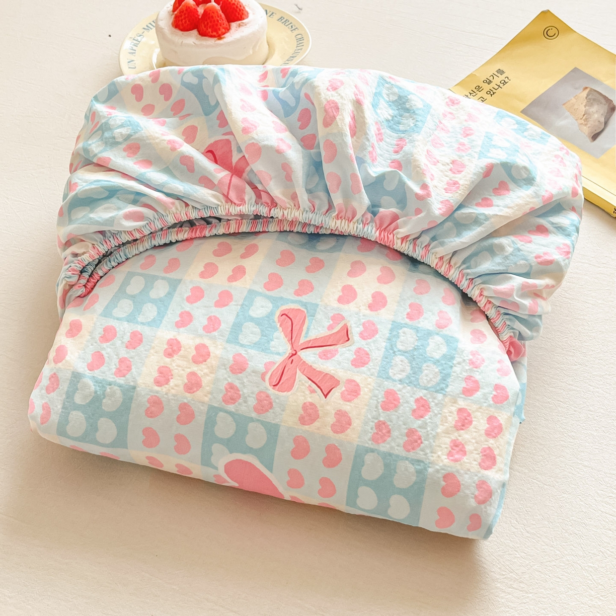 91家纺网 家纺一手货源 找家纺 川悦生活 2026春夏新款双层纱皱皱纱单床笠床笠单件 床笠甜梦心愿