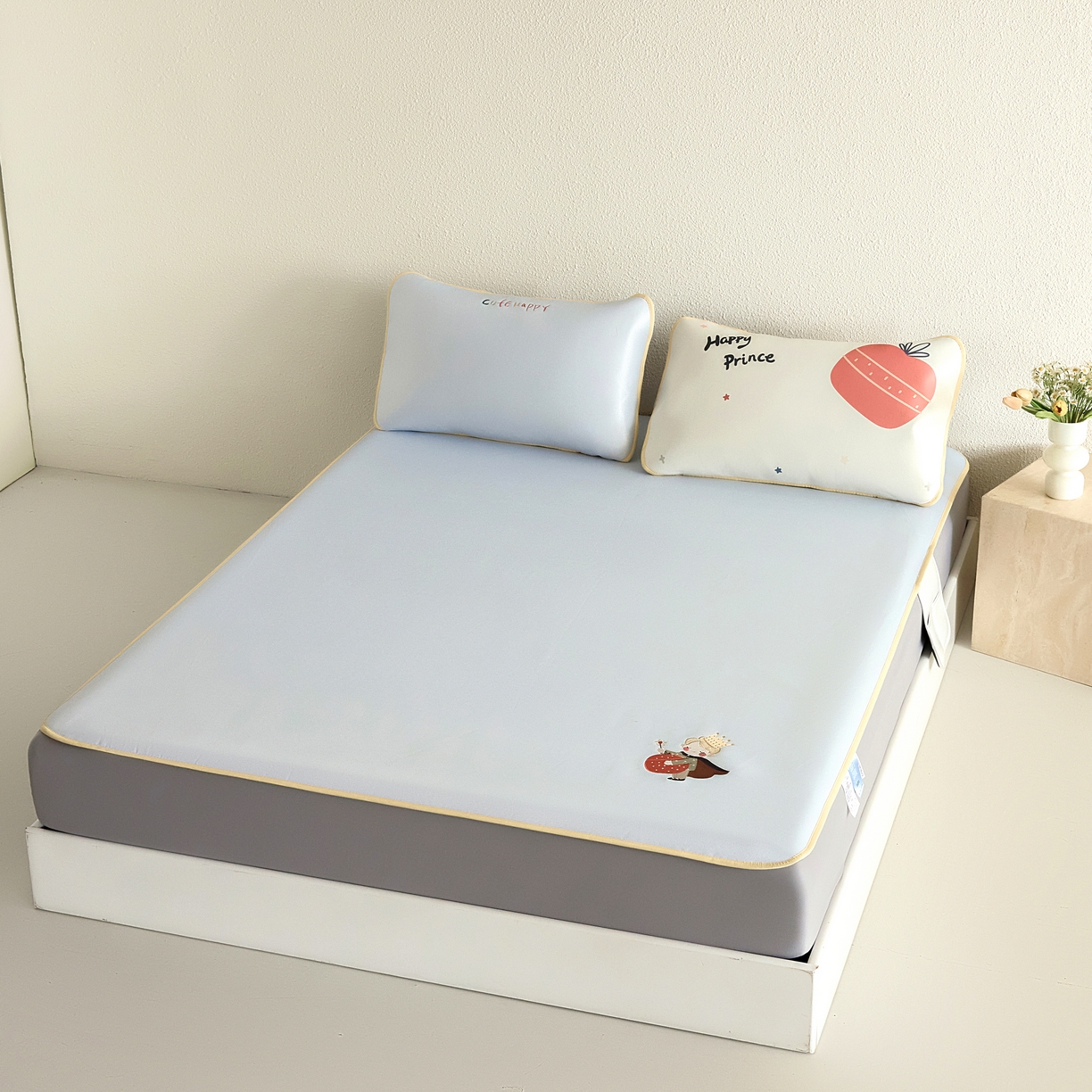 禧禾 2026春夏新款A类600D数码冰丝席凉席席子-冰菓系列 魔法王子-床笠款