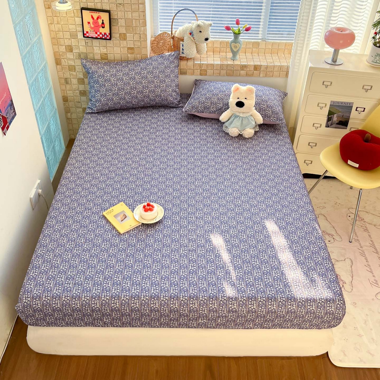 91家纺网 家纺一手货源 找家纺 川悦生活 2026春夏新款双层纱皱皱纱单床笠床笠单件 床笠西斯花圃