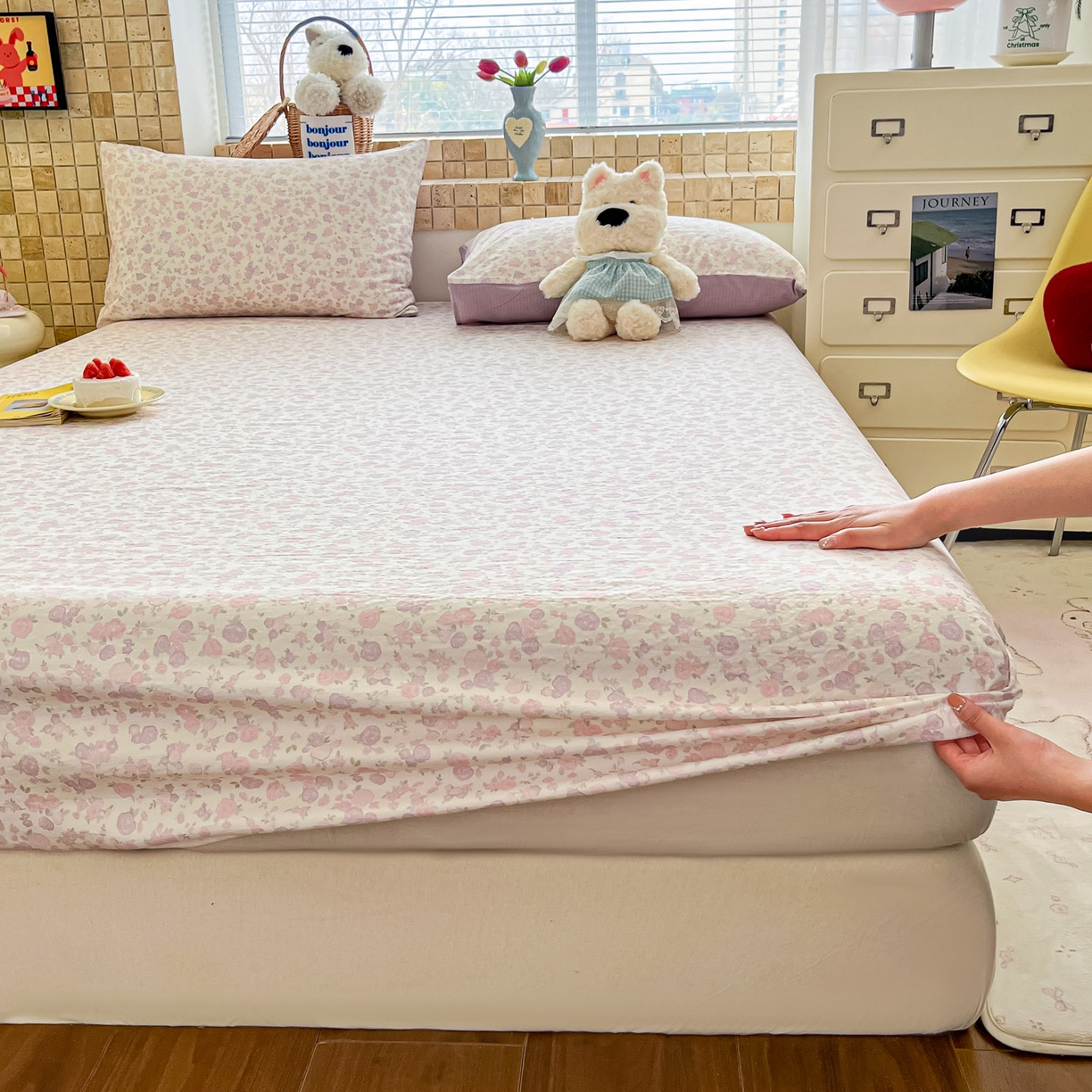 91家纺网 家纺一手货源 找家纺 川悦生活 2026春夏新款双层纱皱皱纱单床笠床笠单件 床笠香芋甜梦