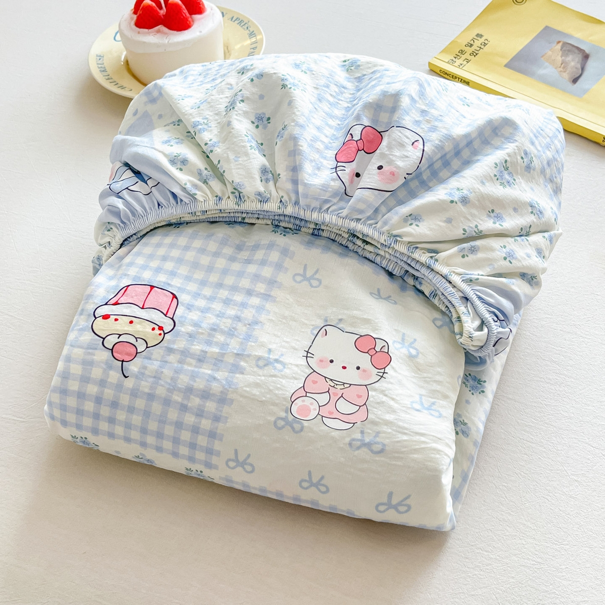 91家纺网 家纺一手货源 找家纺 川悦生活 2026春夏新款双层纱皱皱纱单床笠床笠单件 床笠小猫庄园