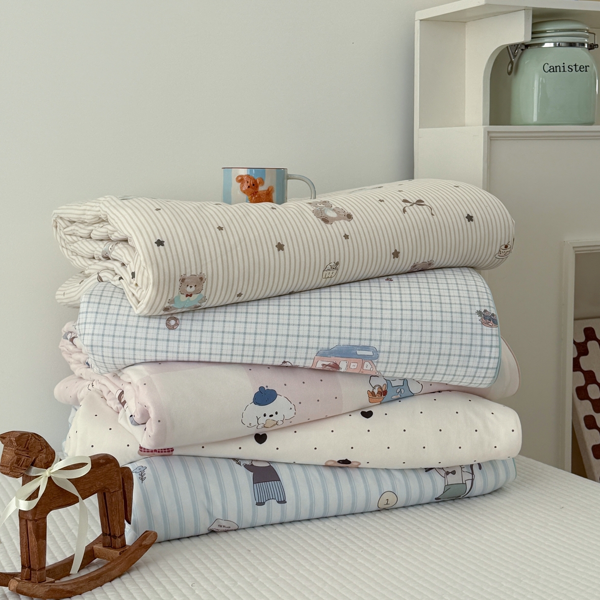 91家纺网 家纺一手货源 找家纺 HL原创 2026春夏新款针织棉小冰皮双感夏被夏凉被空调被 组合图仅供展示不可下单