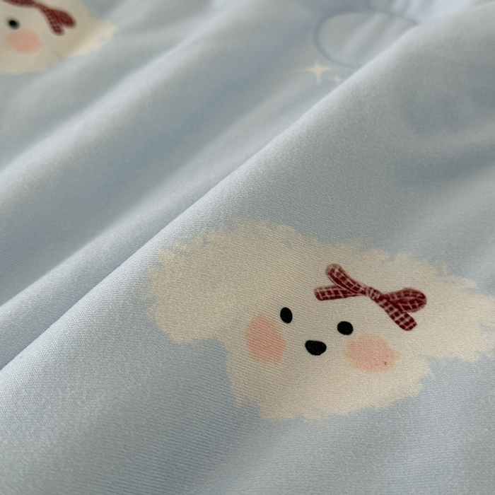 91家纺网 家纺一手货源 找家纺 HL原创 2026春夏新款针织棉小冰皮双感夏被夏凉被空调被 云朵小狗