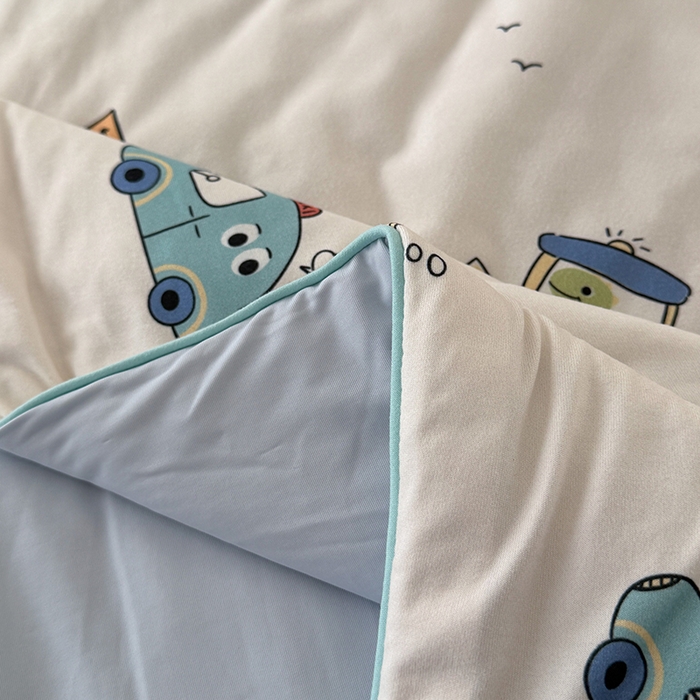 91家纺网 家纺一手货源 找家纺 HL原创 2026春夏新款针织棉小冰皮双感夏被夏凉被空调被 汽车乐园