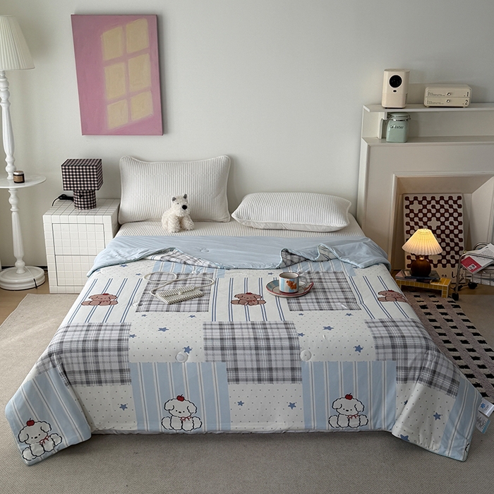 91家纺网 家纺一手货源 找家纺 HL原创 2026春夏新款针织棉小冰皮双感夏被夏凉被空调被 贴布狗