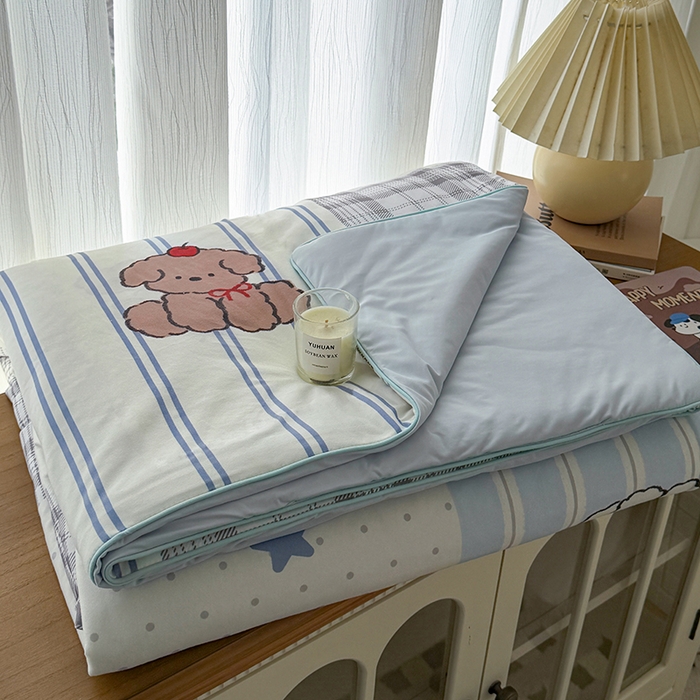 91家纺网 家纺一手货源 找家纺 HL原创 2026春夏新款针织棉小冰皮双感夏被夏凉被空调被 贴布狗