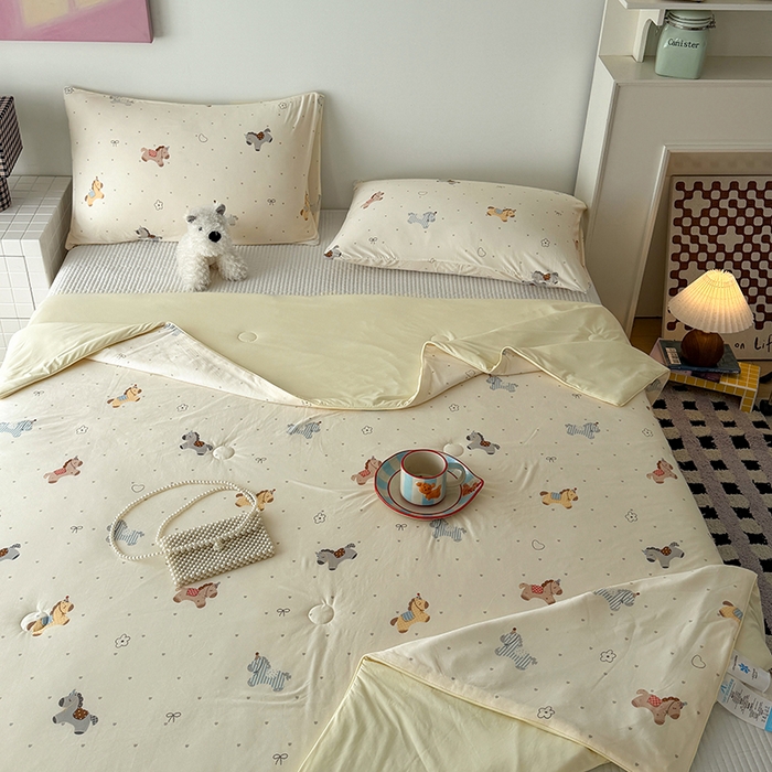 91家纺网 家纺一手货源 找家纺 HL原创 2026春夏新款针织棉小冰皮双感夏被夏凉被空调被 幸运小马