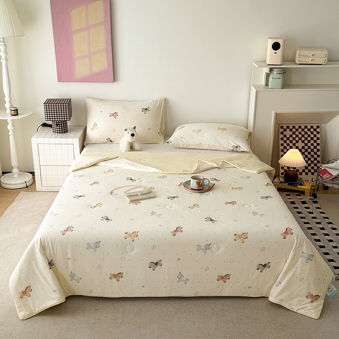 91家纺网 家纺一手货源 找家纺 HL原创 2026春夏新款针织棉小冰皮双感夏被夏凉被空调被 幸运小马