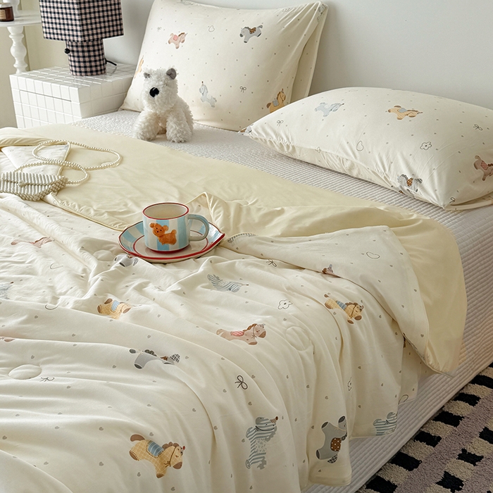 91家纺网 家纺一手货源 找家纺 HL原创 2026春夏新款针织棉小冰皮双感夏被夏凉被空调被 幸运小马