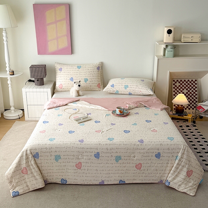 91家纺网 家纺一手货源 找家纺 HL原创 2026春夏新款针织棉小冰皮双感夏被夏凉被空调被 字母游戏