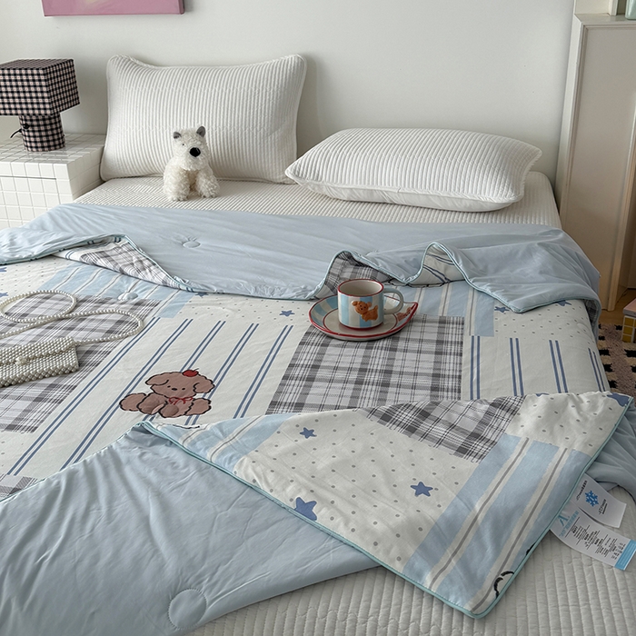 91家纺网 家纺一手货源 找家纺 HL原创 2026春夏新款针织棉小冰皮双感夏被夏凉被空调被 贴布狗