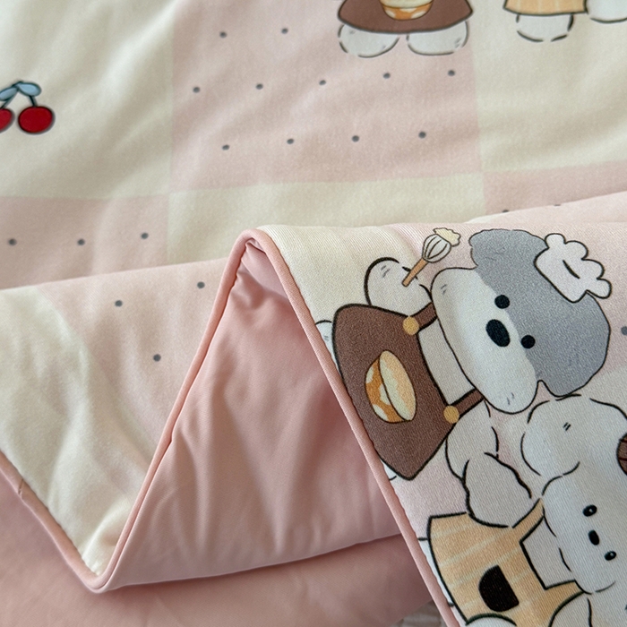 91家纺网 家纺一手货源 找家纺 HL原创 2026春夏新款针织棉小冰皮双感夏被夏凉被空调被 粉色小狗