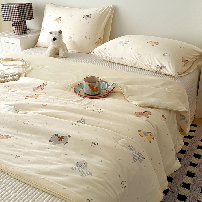 91家纺网 家纺一手货源 找家纺 HL原创 2026春夏新款针织棉小冰皮双感夏被夏凉被空调被 幸运小马