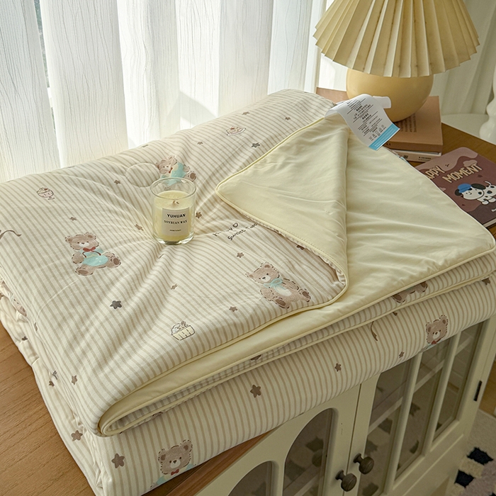 91家纺网 家纺一手货源 找家纺 HL原创 2026春夏新款针织棉小冰皮双感夏被夏凉被空调被 树莓熊