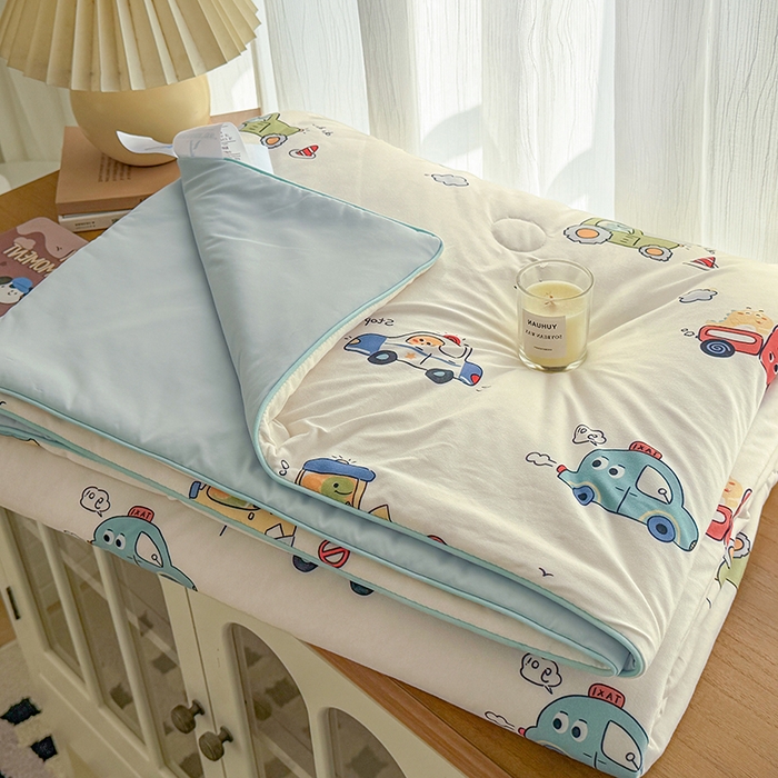 91家纺网 家纺一手货源 找家纺 HL原创 2026春夏新款针织棉小冰皮双感夏被夏凉被空调被 汽车乐园