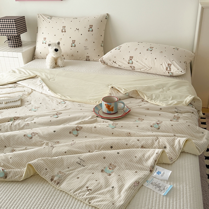 91家纺网 家纺一手货源 找家纺 HL原创 2026春夏新款针织棉小冰皮双感夏被夏凉被空调被 树莓熊