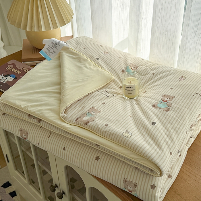 91家纺网 家纺一手货源 找家纺 HL原创 2026春夏新款针织棉小冰皮双感夏被夏凉被空调被 树莓熊