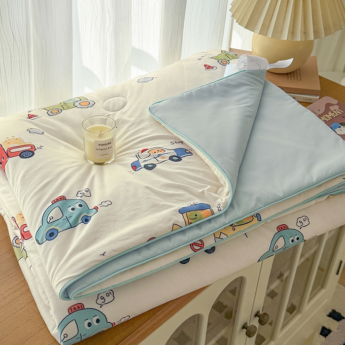 91家纺网 家纺一手货源 找家纺 HL原创 2026春夏新款针织棉小冰皮双感夏被夏凉被空调被 汽车乐园