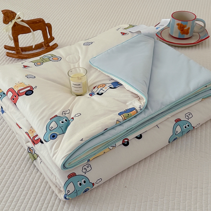 91家纺网 家纺一手货源 找家纺 HL原创 2026春夏新款针织棉小冰皮双感夏被夏凉被空调被 汽车乐园