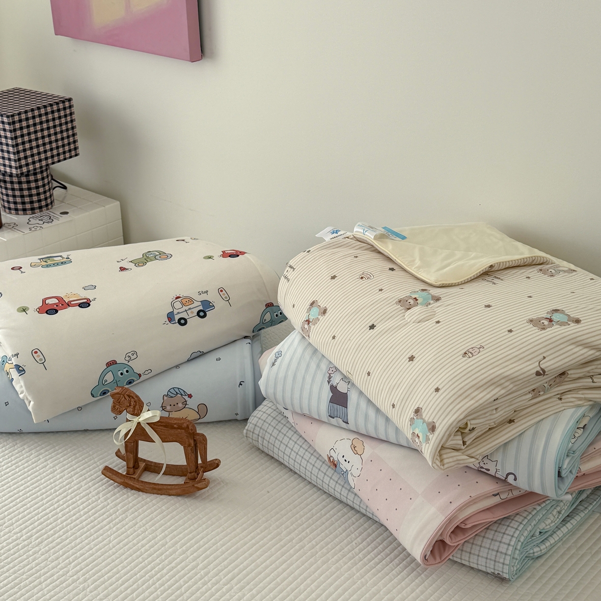 91家纺网 家纺一手货源 找家纺 HL原创 2026春夏新款针织棉小冰皮双感夏被夏凉被空调被 组合图仅供展示不可下单