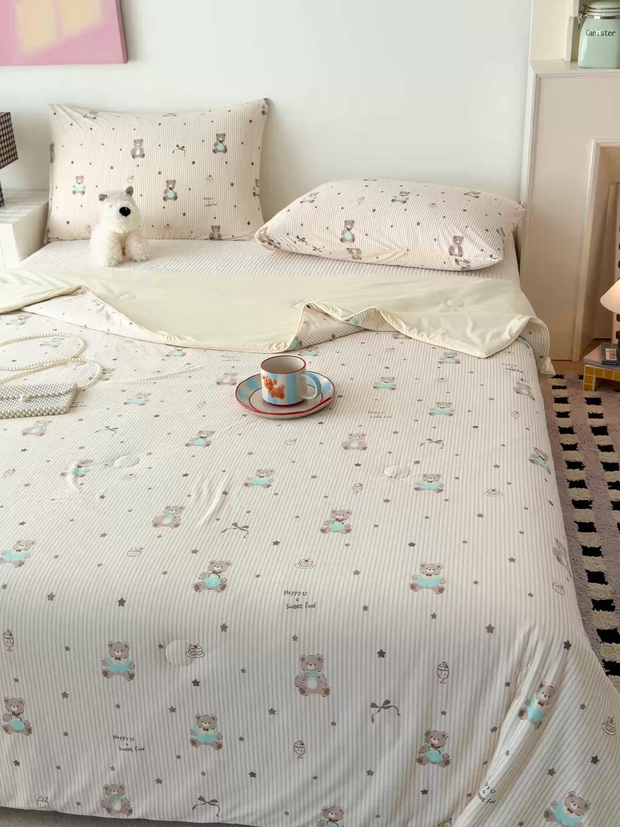 91家纺网 家纺一手货源 找家纺 HL原创 2026春夏新款针织棉小冰皮双感夏被夏凉被空调被 树莓熊