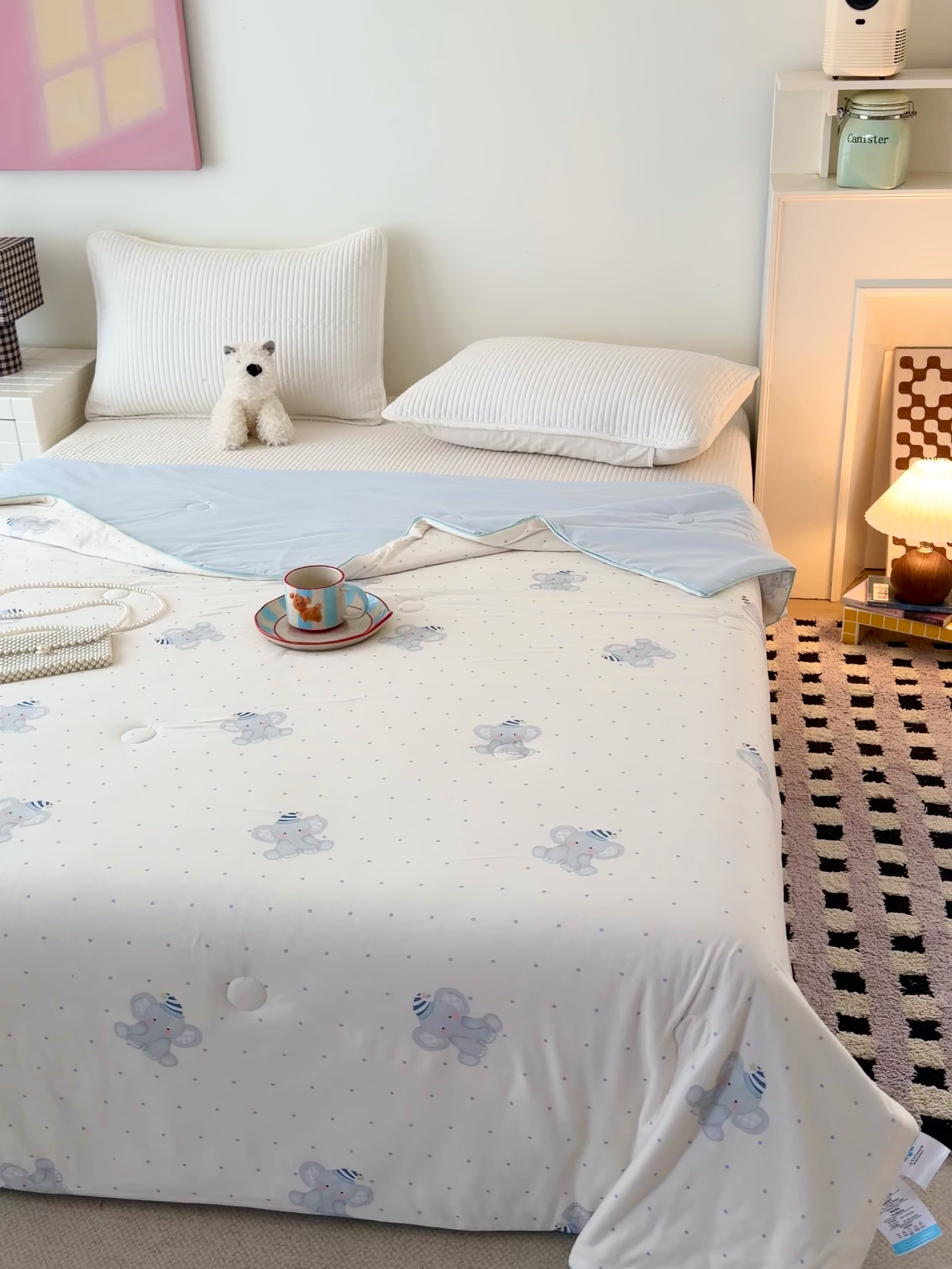 91家纺网 家纺一手货源 找家纺 HL原创 2026春夏新款针织棉小冰皮双感夏被夏凉被空调被 蜡笔象-米