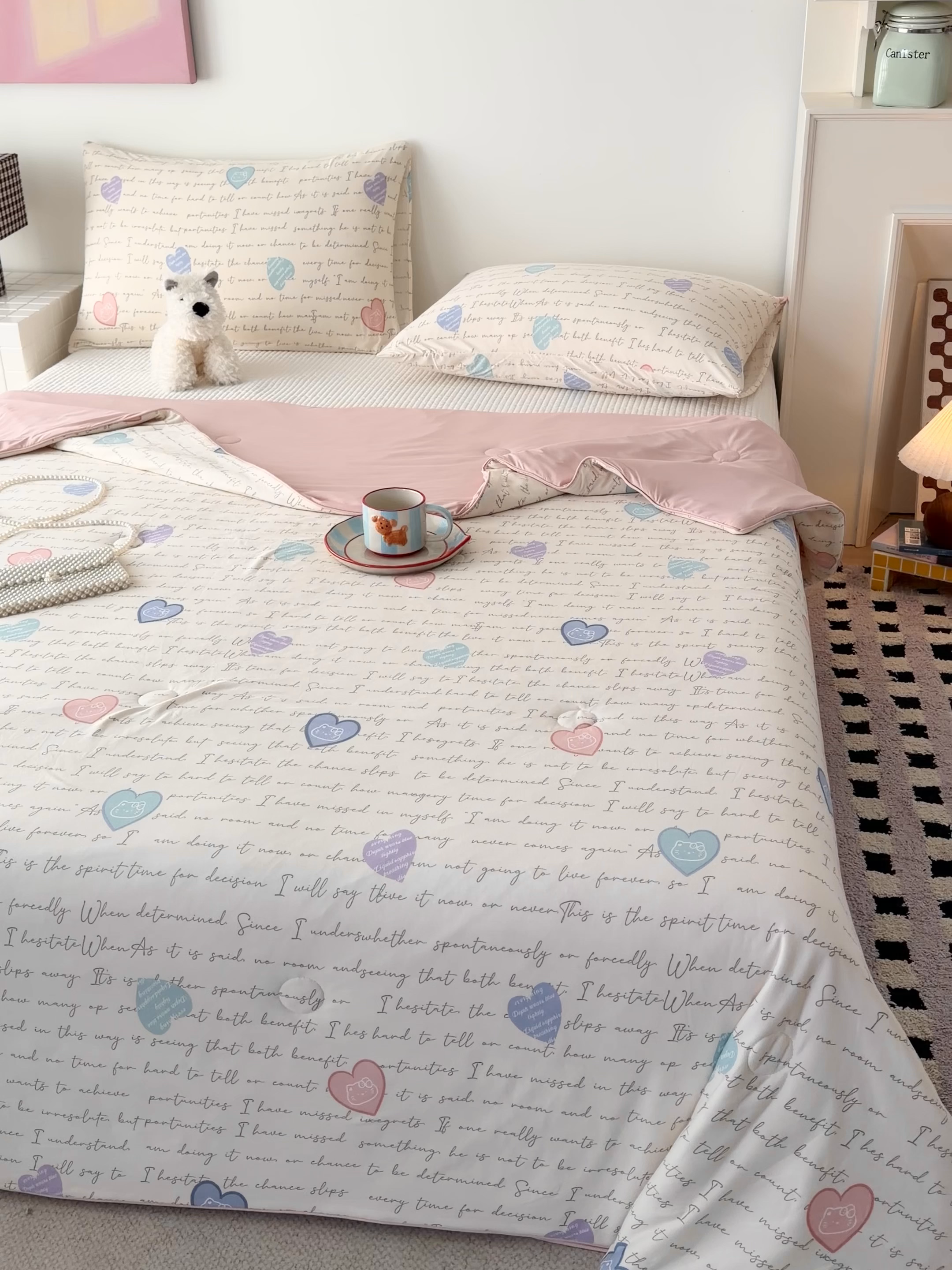 91家纺网 家纺一手货源 找家纺 HL原创 2026春夏新款针织棉小冰皮双感夏被夏凉被空调被 字母游戏