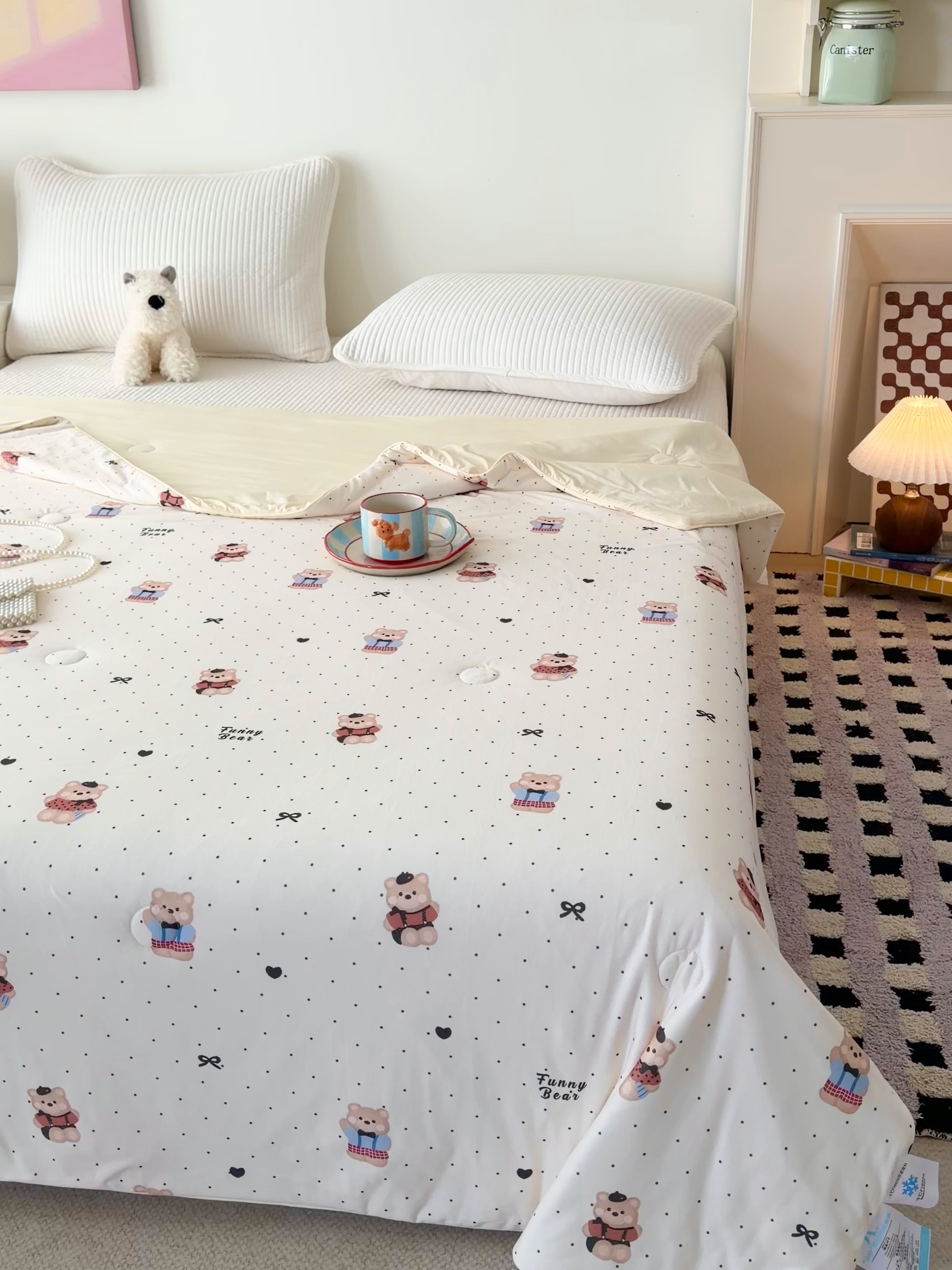 91家纺网 家纺一手货源 找家纺 HL原创 2026春夏新款针织棉小冰皮双感夏被夏凉被空调被 饼干熊