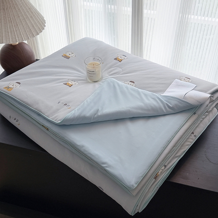 91家纺网 家纺一手货源 找家纺 HL原创 2026春夏新款双面小冰皮夏被夏凉被空调被 学士狗