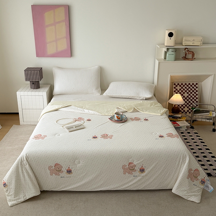 91家纺网 家纺一手货源 找家纺 HL原创 2026春夏新款双面小冰皮夏被夏凉被空调被 糖豆豆