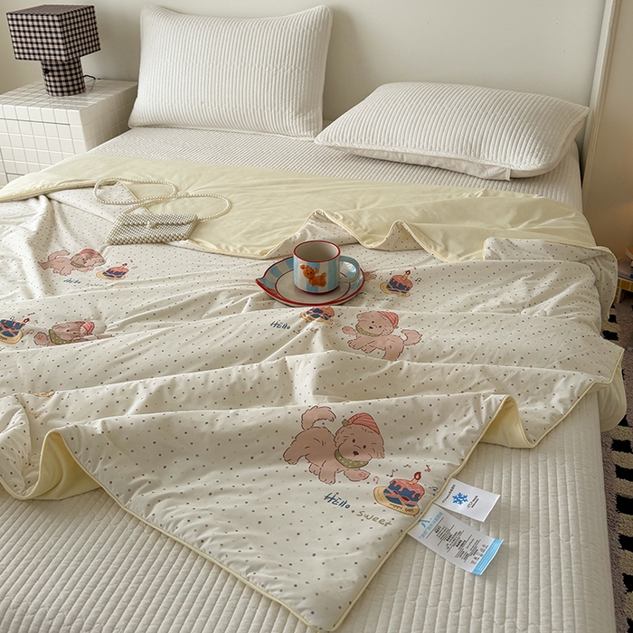 91家纺网 家纺一手货源 找家纺 HL原创 2026春夏新款双面小冰皮夏被夏凉被空调被 糖豆豆